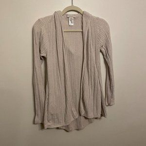 Barefoot Dreams Open Front Cardigan with Hood - Beige/Cream - XS